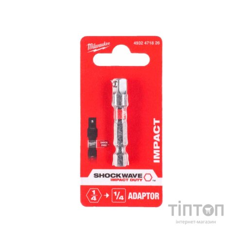 Адаптер для інструменту Milwaukee ShW з 1/4"HEX на 1/4" квадратный хвостовик (4932471826)