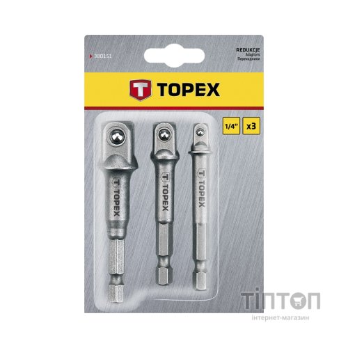 Адаптер для інструменту Topex для торцевих головок, набір 1/2,1/4,3/8 (38D151)