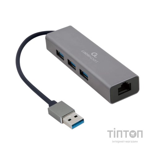 Адаптер USB-A to Gigabit Ethernet, 3 Ports USB 3.1 Gen1 Cablexpert (A-AMU3-LAN-01)