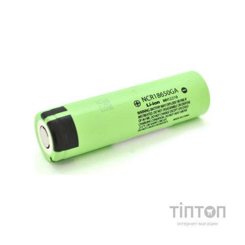 Акумулятор 18650 3500mAh, TipTop, 10A, 4.2/3.6/2.5V, green Panasonic (NCR18650GA)