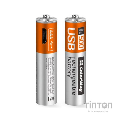 Акумулятор ColorWay AAA USB-micro 400 mAh * 2 (CW-UBAAA-01)
