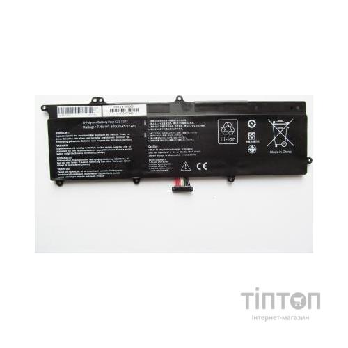 Акумулятор до ноутбука Asus X202E C21-X202, 5000mAh (37Wh), 4cell, 7.4V, Li-ion AlSoft (A47503)