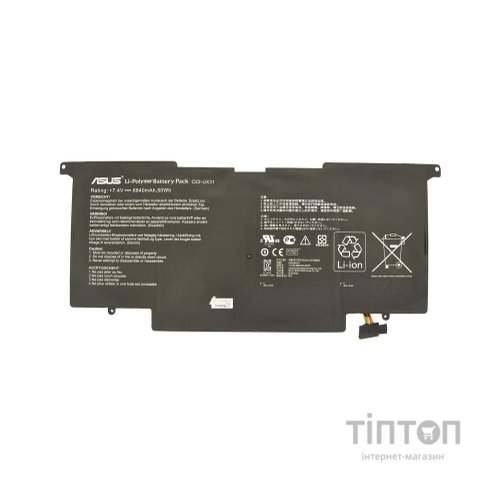 Акумулятор до ноутбука Asus ZenBook UX31A C22-UX31, 6840mAh (50Wh), 6cell, 7.4V, Li-Pol, black AlSoft (A47782)