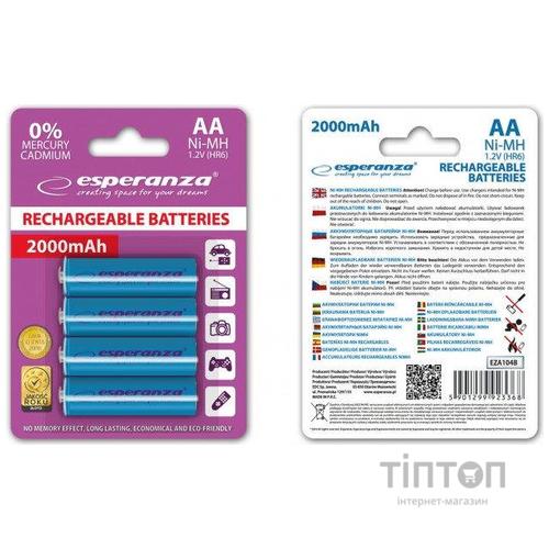 Акумулятор Esperanza AA 2000mAh Ni-MH * 4 blue (EZA104B)