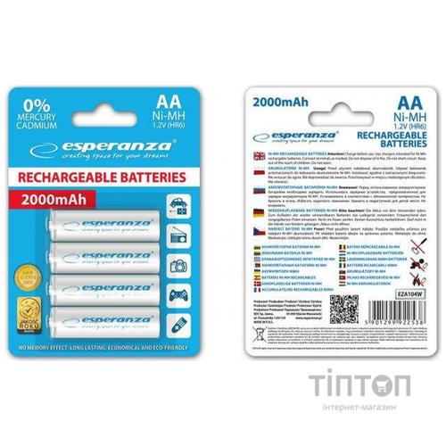 Акумулятор Esperanza AA 2000mAh Ni-MH * 4 white (EZA104W)