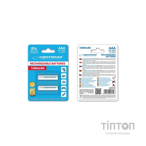Акумулятор Esperanza AAA 1000mAh Ni-MH * 2 white (EZA101W)