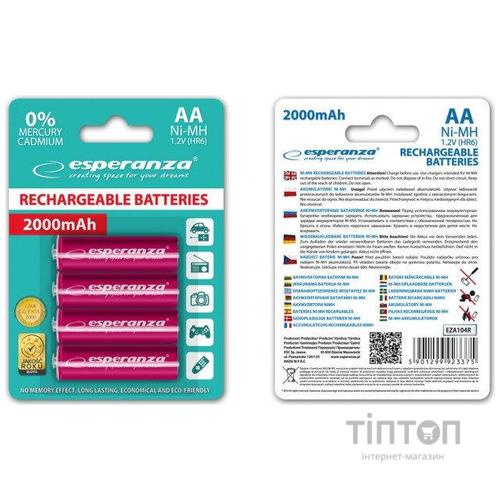 Акумулятор Esperanza AA 2000mAh Ni-MH * 4 red (EZA104R)