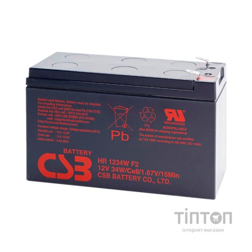 Акумуляторна батарея CSB 12V 9Ah (HR1234W F2)