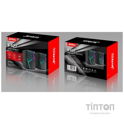 Акустична система 2.0 Jedel S-527 2x3W RGB_LED-Light 3,5"/USB Black)