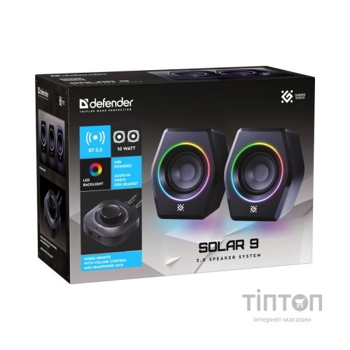 Акустична система Defender Solar 9 LED Bluetooth USB Black (65939)