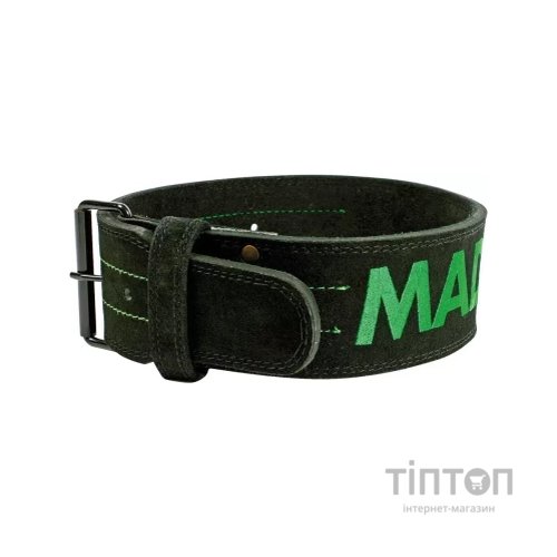 Атлетичний пояс MadMax MFB-301 Suede Single Prong шкіряний Black/Green L (MFB-301_L)