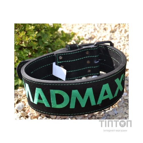 Атлетичний пояс MadMax MFB-301 Suede Single Prong шкіряний Black/Green L (MFB-301_L)