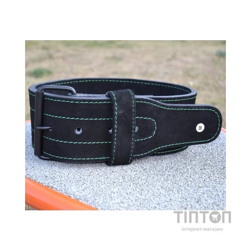 Атлетичний пояс MadMax MFB-301 Suede Single Prong шкіряний Black/Green L (MFB-301_L)