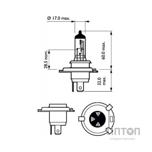 Автолампа Philips галогенова 60/55W (12342 PR B1)