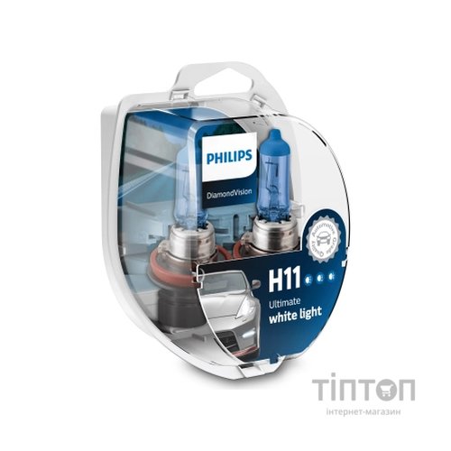 Автолампа PHILIPS H1 Diamond Vision, 5000K, 2шт (12258DVS2)