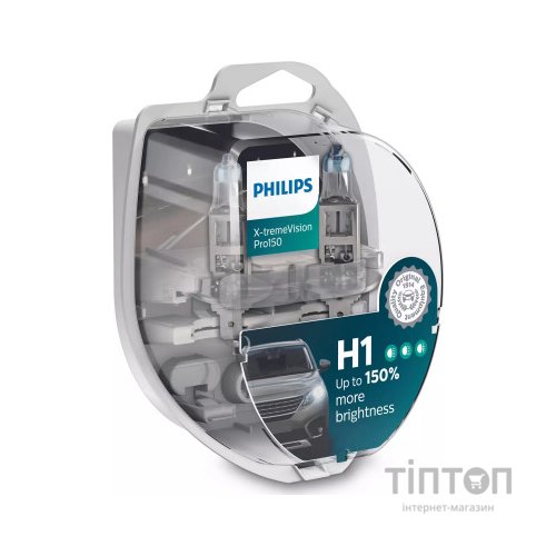Автолампа Philips H1 X-treme VISION PRO +150%, 3700K, 2шт/блістер (12258XVPS2)