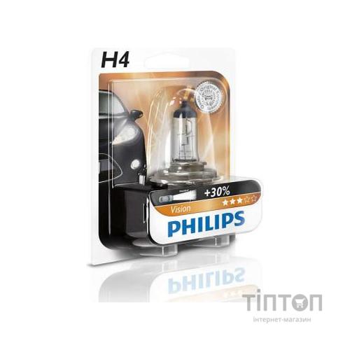 Автолампа Philips H4 Vision, 3200K, 1шт (12342PRB1)