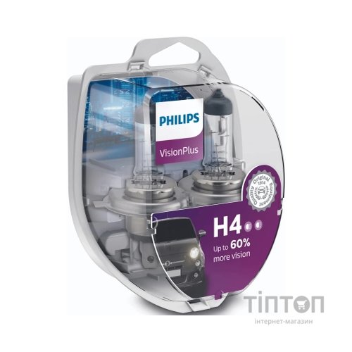 Автолампа Philips H4 VisionPlus, 2шт (12342VPS2)