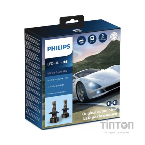 Автолампа Philips LED H4 11342U91Х2 12/24V Ultinon Pro9100 +350 (74244)