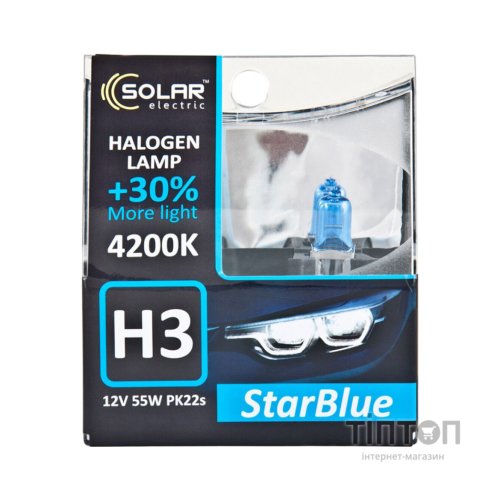 Автолампа SOLAR H3 12V 55W PK22s StarBlue 4200K (1243S2)