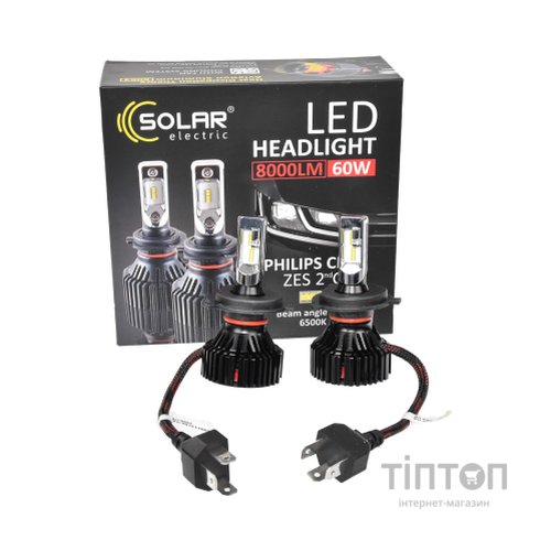 Автолампа SOLAR H4 12/24V 6500K 8000Lm 60W ZES Chip (8304)