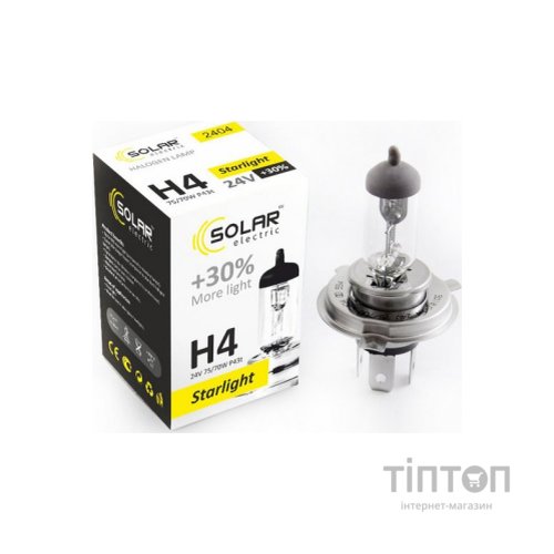 Автолампа SOLAR H4 24V 75/70W P43t-38 Starlight+30 (2404)