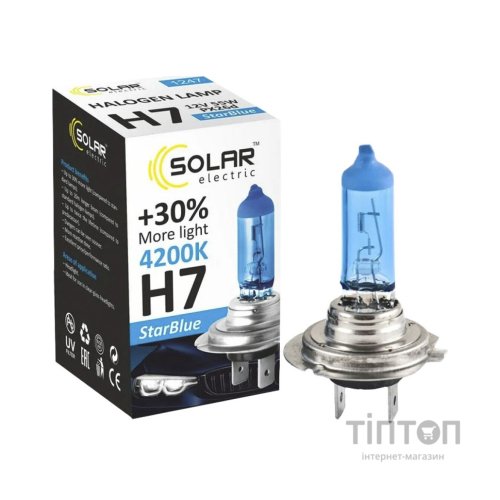 Автолампа SOLAR H7 12V 55W PX26d StarBlue 4200K (1247)