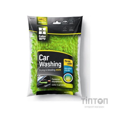 Автомобільна серветка ColorWay Рукавичка з мікрофібри для миття та полірування автомобіля, двостороння (CW-2417)