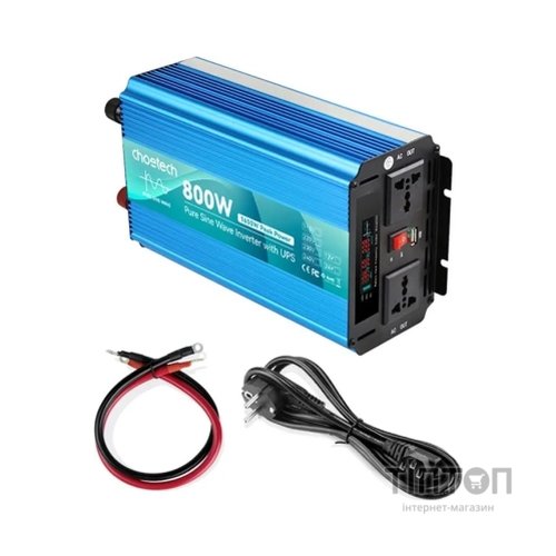 Автомобільний інвертор Choetech 12/220V 1000Вт, з функцією ДБЖ, чиста синусоїда (INV-C1000WUPS-EU)