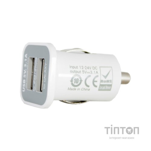 Автомобільний зарядний пристрій PowerPlant 2*USB, 3.1 A (DV00DV5036)