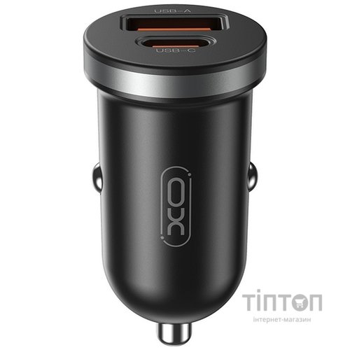 Автомобільний зарядний пристрій XO CC56 30W Mini Car Charger Type-C PD + USB-A Black
