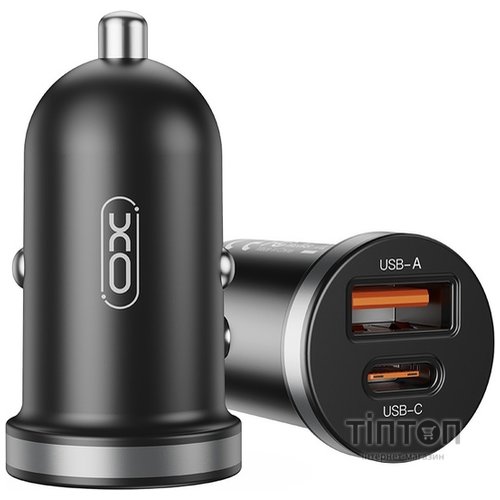 Автомобільний зарядний пристрій XO CC56 30W Mini Car Charger Type-C PD + USB-A Black