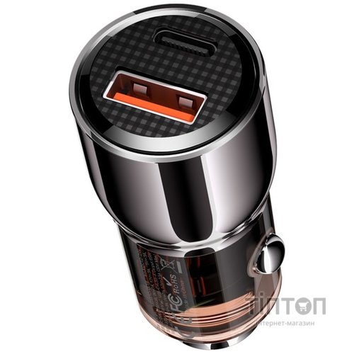 Автомобільний зарядний пристрій XO CC58 95W Car Charger Type-C PD 65W + USB-A 30W (Gray)