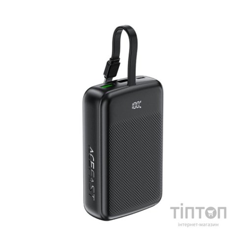 Батарея універсальна Acefast 20000mAh 22,5W PD, QC/3.0 USB-A+USB-C In/Out,build-in cable M14 Black (6974316283966)