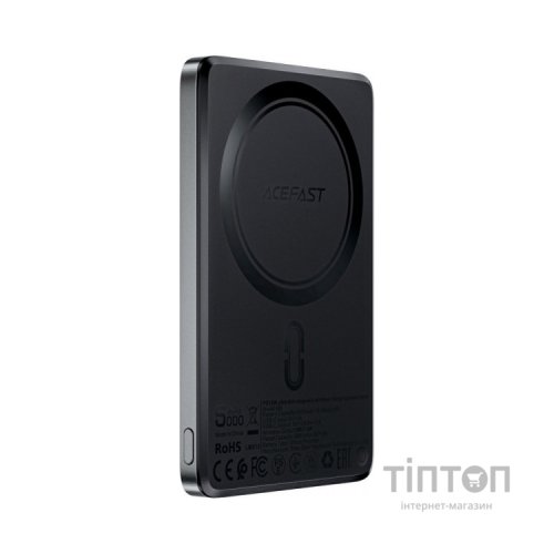 Батарея універсальна Acefast Magnetic Wireless 5000mAh 18W PD, QC/3.0, QI 7.5W, ультра тонкий, M8 Bllack (6974316283386)