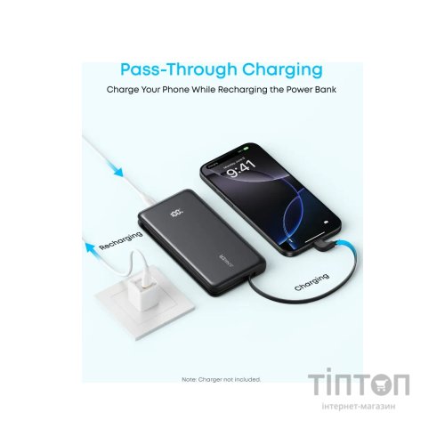 Батарея універсальна Anker 10000mAh, 22.5W, Built-In USB-C Cable, black (A110DH11)