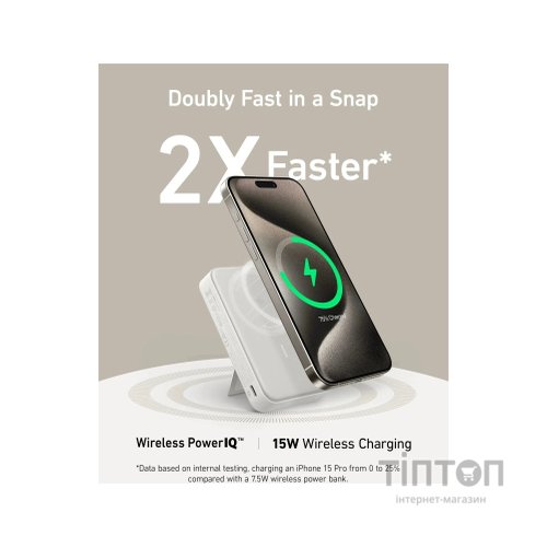 Батарея універсальна Anker 10000mAh MagGo Qi2/15W, PD, 27W, USB-C, white (A1654G21)