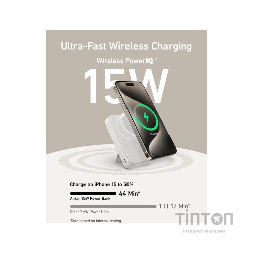 Батарея універсальна Anker 10000mAh MagGo Qi2/15W, PD, 27W, USB-C, white (A1654G21)