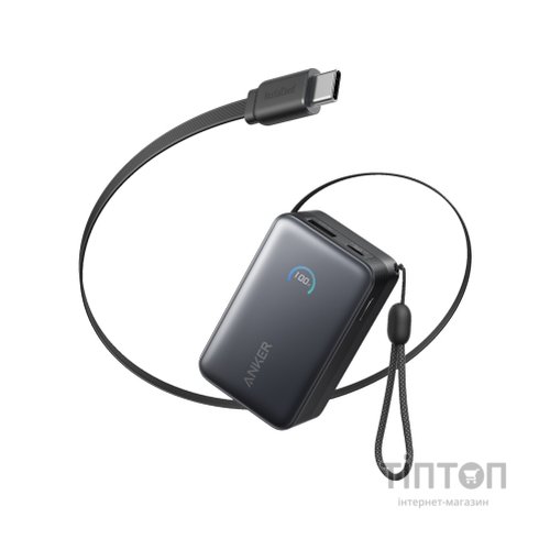 Батарея універсальна Anker 10000mAh Nano 45W Built-In USB-C Cable Black (A1638H11)