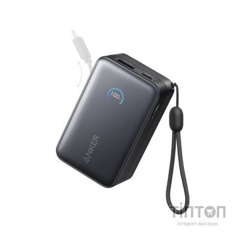 Батарея універсальна Anker 10000mAh Nano 45W Built-In USB-C Cable Black (A1638H11)