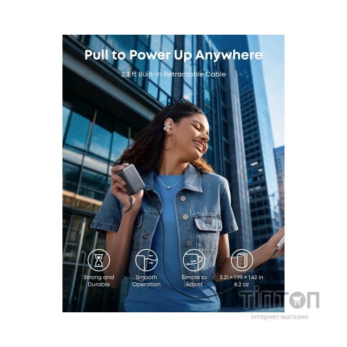 Батарея універсальна Anker 10000mAh Nano 45W Built-In USB-C Cable Black (A1638H11)