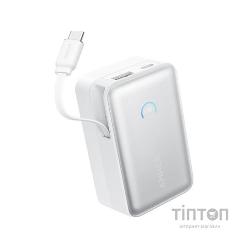Батарея універсальна Anker 10000mAh Nano 45W, Built-In USB-C Cable, White (A1638H21)