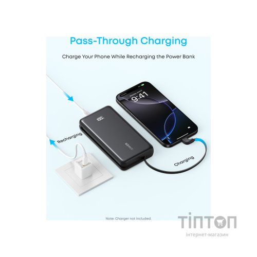 Батарея універсальна Anker 20000mAh 22.5W Built-In USB-C Cable Black (A110EH11)