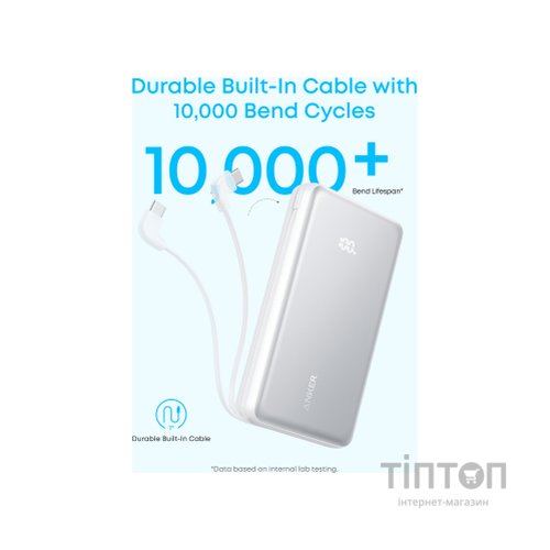 Батарея універсальна Anker 20000mAh 22.5W Built-In USB-C Cable Black (A110EH11)