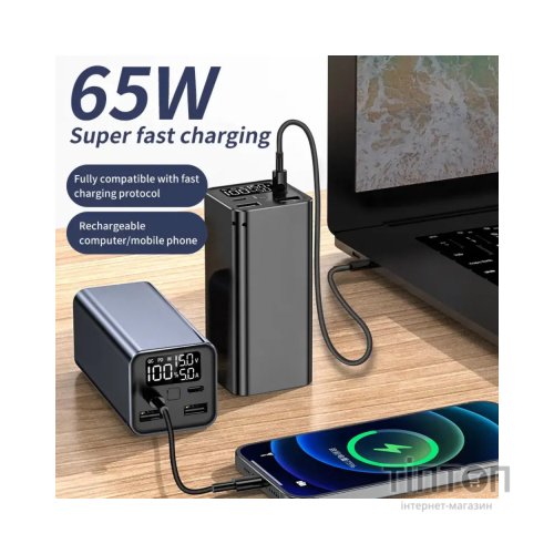 Батарея універсальна Atria 20000mAh, 65W, PD2.0, QC (WPD-65)