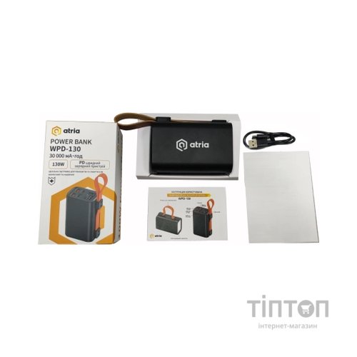 Батарея універсальна Atria 30000mAh, 130W, USB-C laptop/phone (WPD-130)