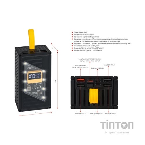 Батарея універсальна AURA NRG-P30 30000mAh 22.5W Black (PBANRG-P30B)