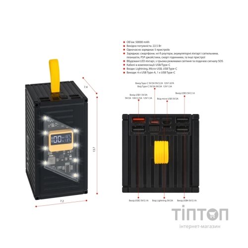 Батарея універсальна AURA NRG-P50 50000mAh 22.5W Black (PBANRG-P50B)