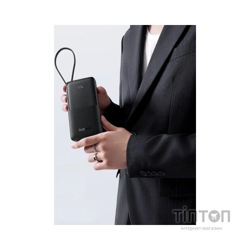 Батарея універсальна Baseus Bipow 2 Digital Display 20000mAh 20W with Built-in USB-C Cable Black (P10077101113-01)