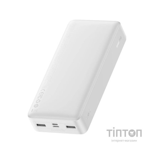 Батарея універсальна Baseus Bipow 20000mAh, 15W, USB-C/3A, 2*USB-A/3A(max.), +cable, white (PPBD050102)